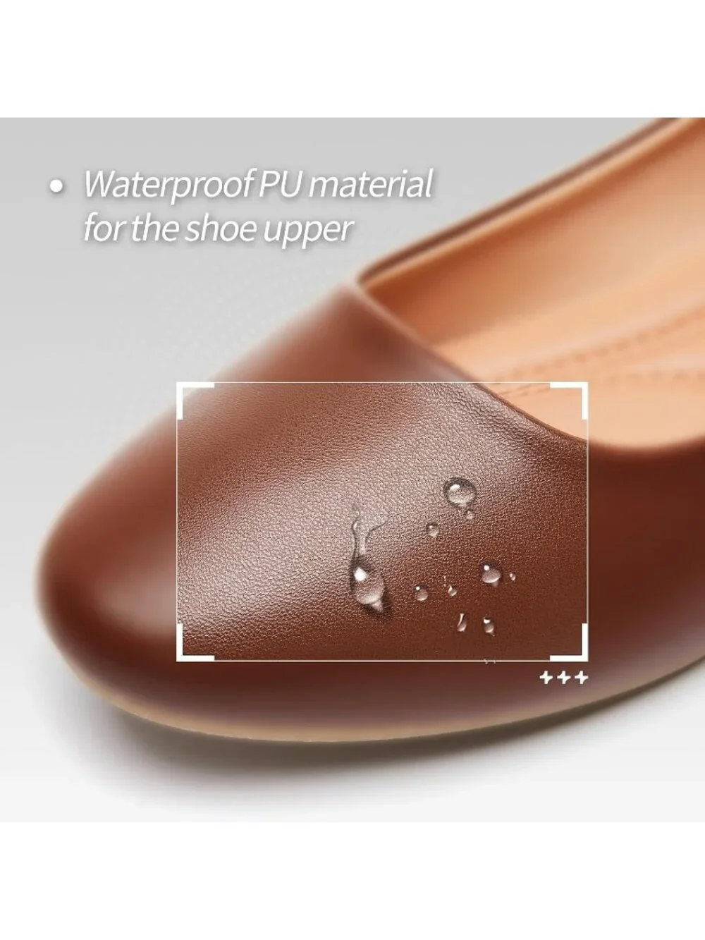 Women's Brown PU Leather Comfortable Ballet Flats Slip on Round Toe Casual Shoes